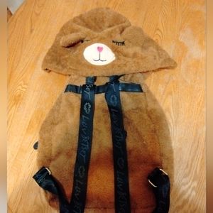 Designer Luv by Betsey Johnson Plush Hooded Bear Backpack Purse - EUC